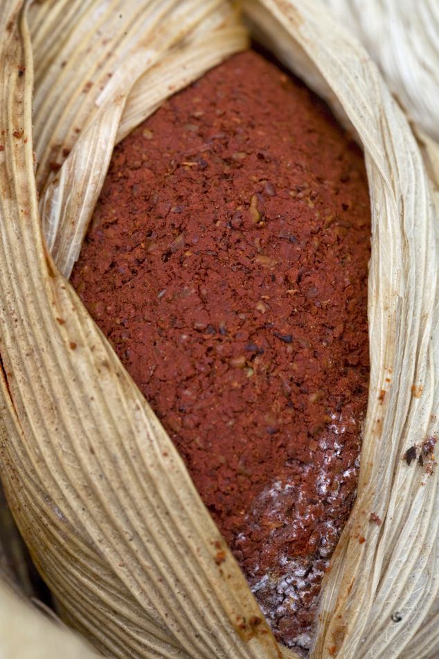 image Red colorant achiote, Bixa orellana from Indigo Arte y Textiles at Antigua Guatemala, Guatemala