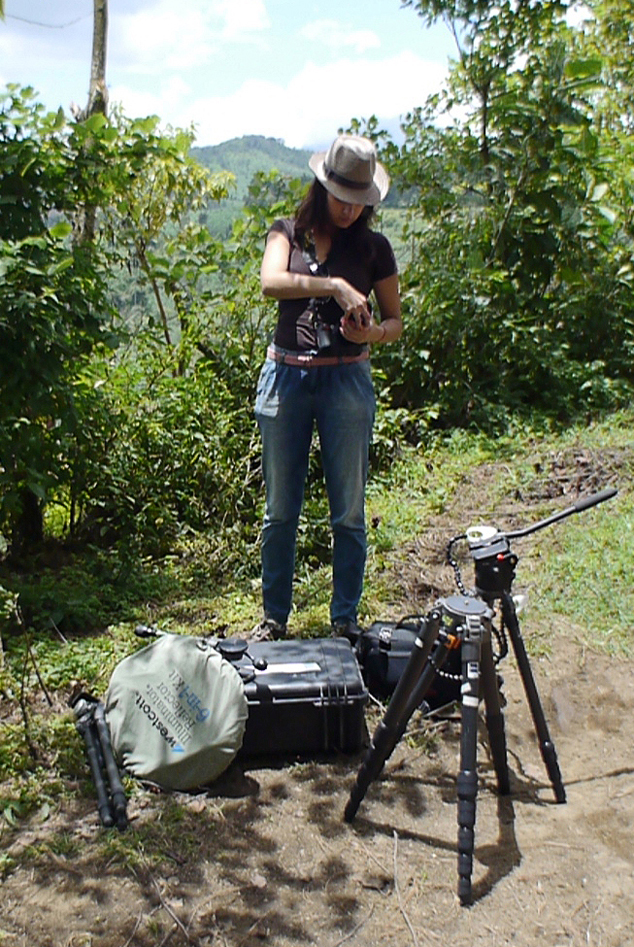 Jennifer Lara preparing cameras and Gitzo tripods to photograph avocados fruits
