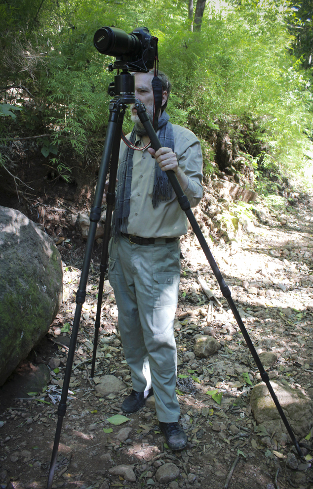 Nicholas photographing ermit crab with a Gitzo tripod + Arca-Swiss tripod head + Canon EOS-1D Mark III + 180mm.